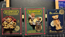 Boyds Bears Folkwear Bearware Brooch Pins Lot Of 3