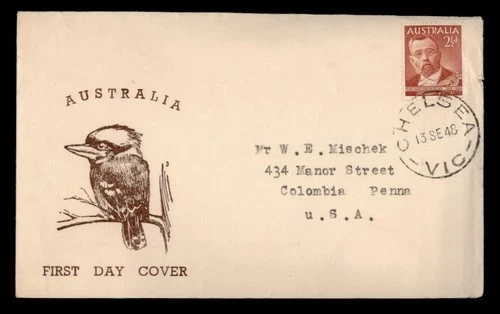 DR WHO 1948 AUSTRALIA FDC MUELLER CHELSEA w31076