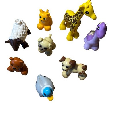 Lego Duplo Lot of 8 Animals Dinosaur Giraffe Duck Sheep Dogs Cat Bear