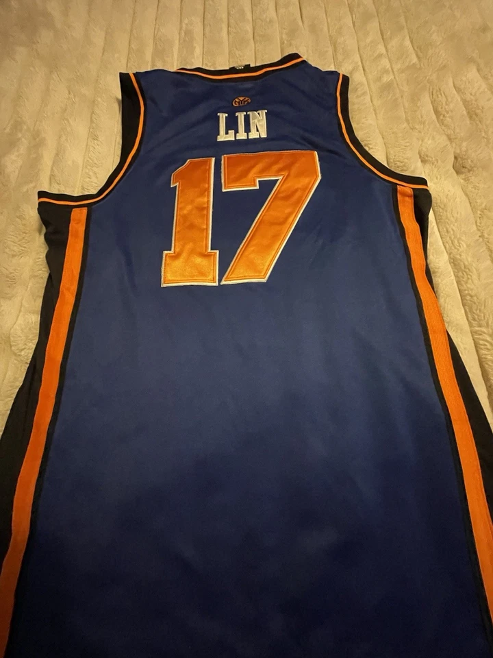 Camiseta deportiva para hombre Jeremy Lin Adidas NBA New York Knicks oficial visitante azul talla 56 Foto 3 de 4