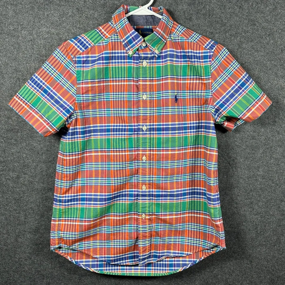Ralph Lauren Boys Plaid Short Sleeve Button Down Shirt Large (14-16) Colorful - Image 2 of 4