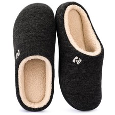 RockDove Men's Sherpa Lined Memory Foam Clog Slipper, Size 11-12 US Men, Black