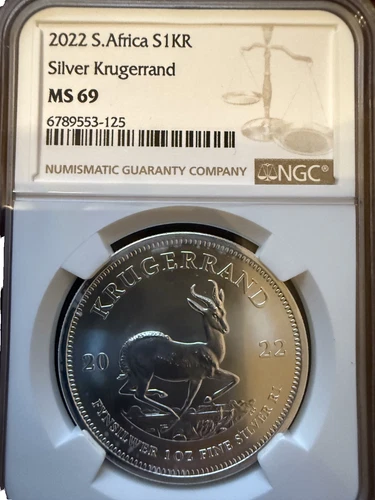 2022 South Africa 1oz Silver Krugerrand NGC MS69 Brown Label