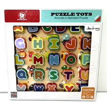 TOP BRIGHT ANIMALS ALPHABET WOODEN PUZZLE EDUCATIONAL TOY TOPBRIGHT NEW