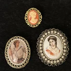 Costume Gold Tone Cameo Brooch/pendant Jewelry Lot Of 3 Vintage