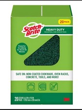 Scotch-Brite 3M Heavy Duty Industrial Size Scour Pads 20-Pack - Green New
