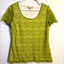 Banana Republic Green Fitted Embellished Blouse