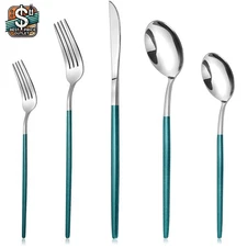 Modern 20-Piece Silverware Set with Flat Handles - Dishwasher Safe Convenience