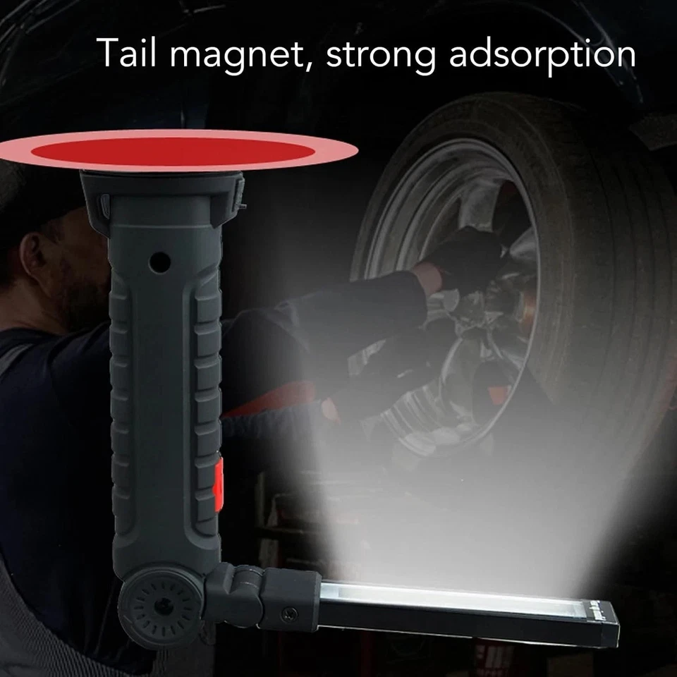 2 LAMPADE TORCIA LAVORO CALAMITA PORTATILE RICARICABILE LED FARO OFFICINA PESCA - Immagine 4 di 4