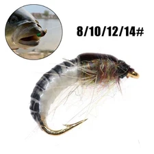 Lure Insect Bait Lure Nymph Realistic 8#/10#/12#/14# Artificial Black+White