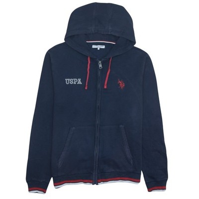 Herren UK Größe L U.S. Polo Assn. Blauer Hoodie mit durchgehendem Reißverschluss
