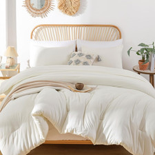 Queen Comforter Set Ivory, 3Pcs 1 Boho Ivory Comforter  2 Pillowcases All Seas