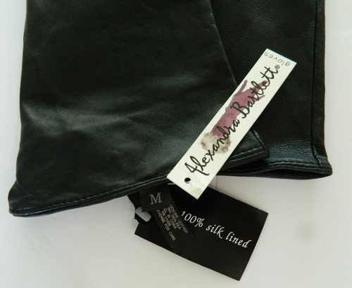 NWT Alexandra Bartlett Black Longer Length Leather Gloves Silk Lined sz M $149 - Picture 5 of 5