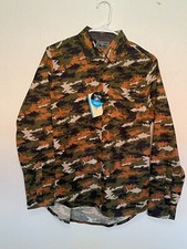 236L- NWT Men  s Salt Life SLX Long Sleeve Army Camo UPF30 Flannel Shirt Sz. LRG