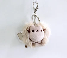 Pusheen The Cat Pouf Plush Stuffed Animal Keychain Keyring Bag Charm Gray 4"