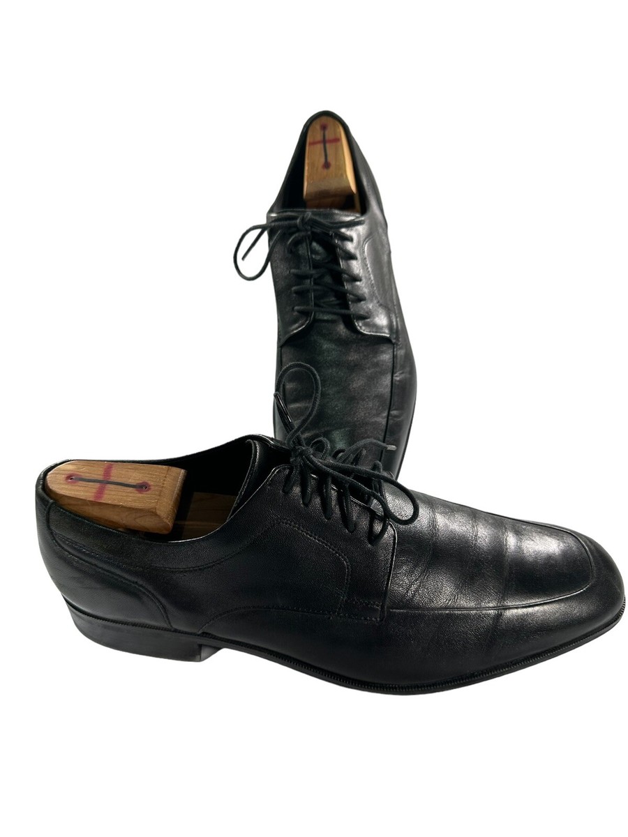 Cole Haan Mens Size 12 M Black Leather Apron Toe Lace Up Dress Derby Shoes
