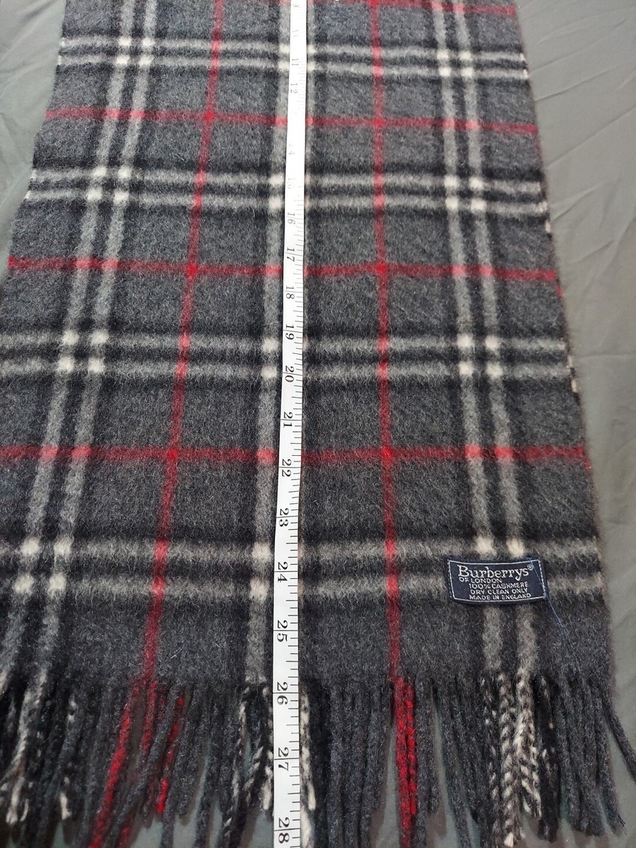 Burberry Scarf 100%Cashmere Dark Grey Check | eBay
