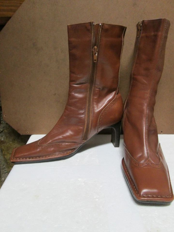 Henry Ferrera 棕色皮革小牛靴 8.5 码 — 第 2/4 张图片