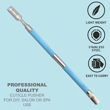 CUTICLE PUSHER NAIL CLEANER DUAL SIDED MANICURE PEDICURE NAIL CARE TOOL (BLUE)