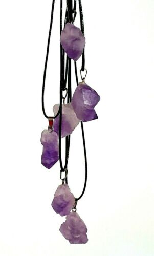 Raw Amethyst Crystal Necklace Pendant Freeform Natural Small Gemstone Spiritual - Picture 13 of 15