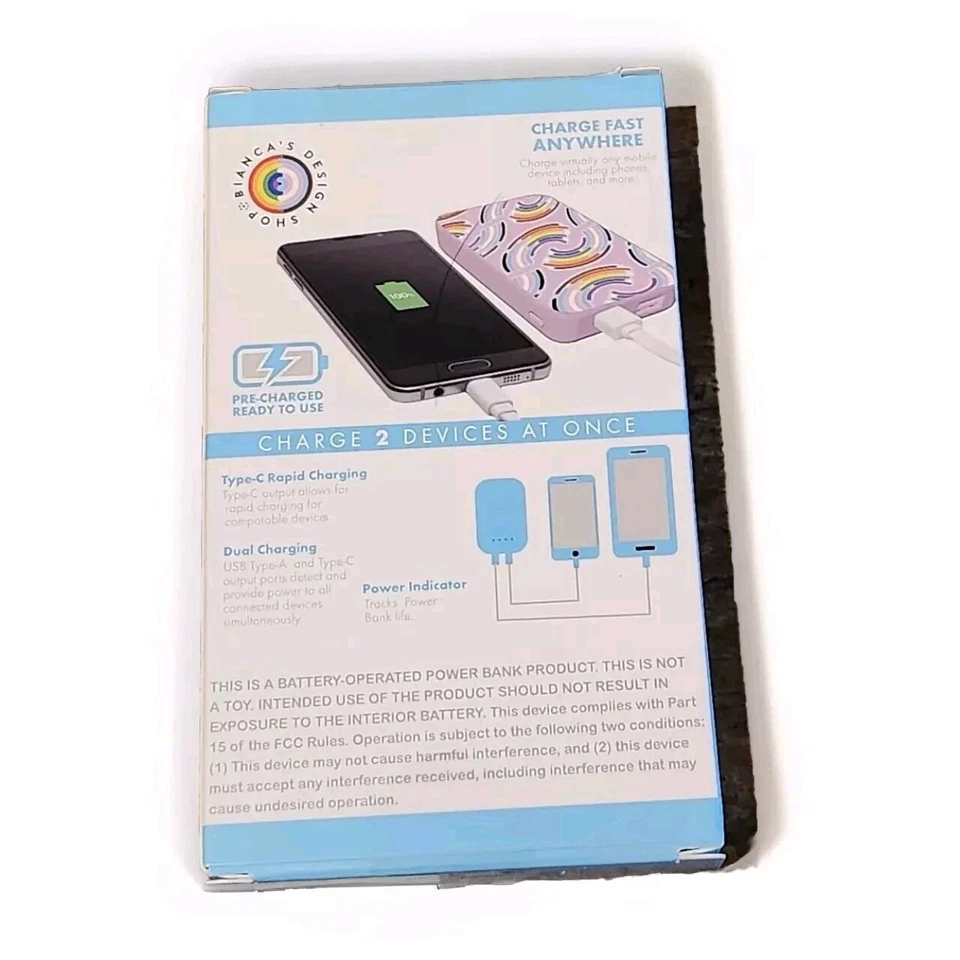 Banco de alimentación portátil 5000 mAh doble carga rápida tipo A tipo C Apple Android nuevo en caja Foto 2 de 4