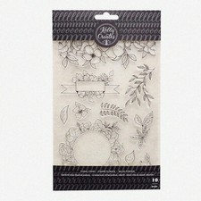 Kelly Creates 10-Piece Floral Stamps Set in Black - Elegant Crafting and Scrapbo