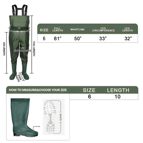 Fishing Chest Waders Fly Hunting Waterproof Stocking Foot Wader Pants with Boots - Picture 2 of 13