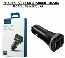3 USB Ports 21 Watt Car Cigarette Lighter Charger Vehicle Charger - Black
