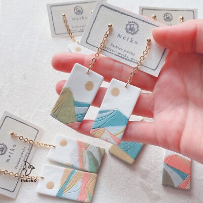 Japanese Hanafuda-like Hamdmade Earrings