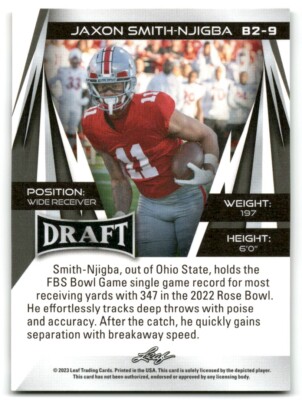 2023 Leaf Draft Base V2 Green Jaxon Smith-Njigba #BA-JSN RC Ohio