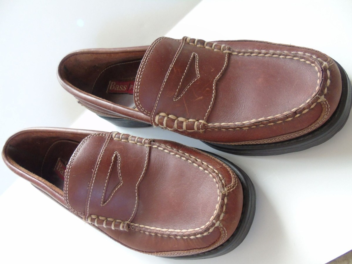 Vtg Bass Flex Trader Leather Brown Men display picture 2