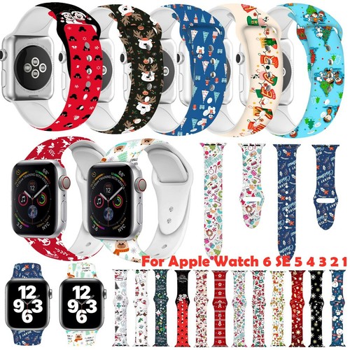 Silicone Straps For Apple Watch Series 6 SE 5 4 3 2 1 Christmas Wristwatch Band - Picture 4 of 157