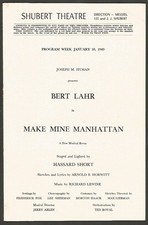 Programme USA Bert Lahr Acteur Make Mine Manhattan 1949