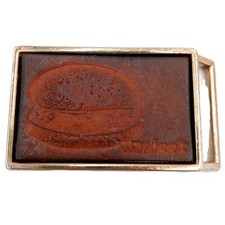 Vintage Hardees Belt Buckle Hamburger Cheeseburger Fast Food Collectible Small