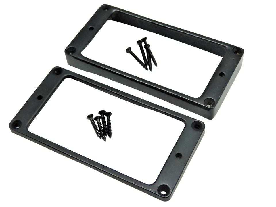 Metal Humbucker Pickup Ring Set Slanted & Curved Bottom for Gibson Guitar Black - Image 2 of 4
