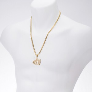 Authentic Men's Gold Plated Iced Bling Allah Pendant 24" Cuban Chain Necklace CHRC 5019 G