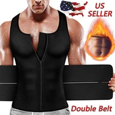 Men's Sauna Suit Sweat Vest Neoprene Shirt Body Shaper Weight Loss Waist Trainer