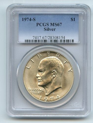 1974 S $1 Silver Ike Eisenhower Dollar PCGS MS67 - Picture 1 of 1