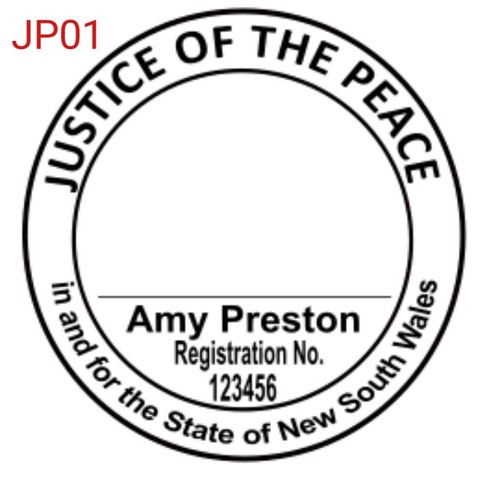 NSW JP SELLO JUSTICIA DE LA PAZ Estampilla personalizada autoentintada 43 mm JP00-JP09 - Imagen 8 de 10