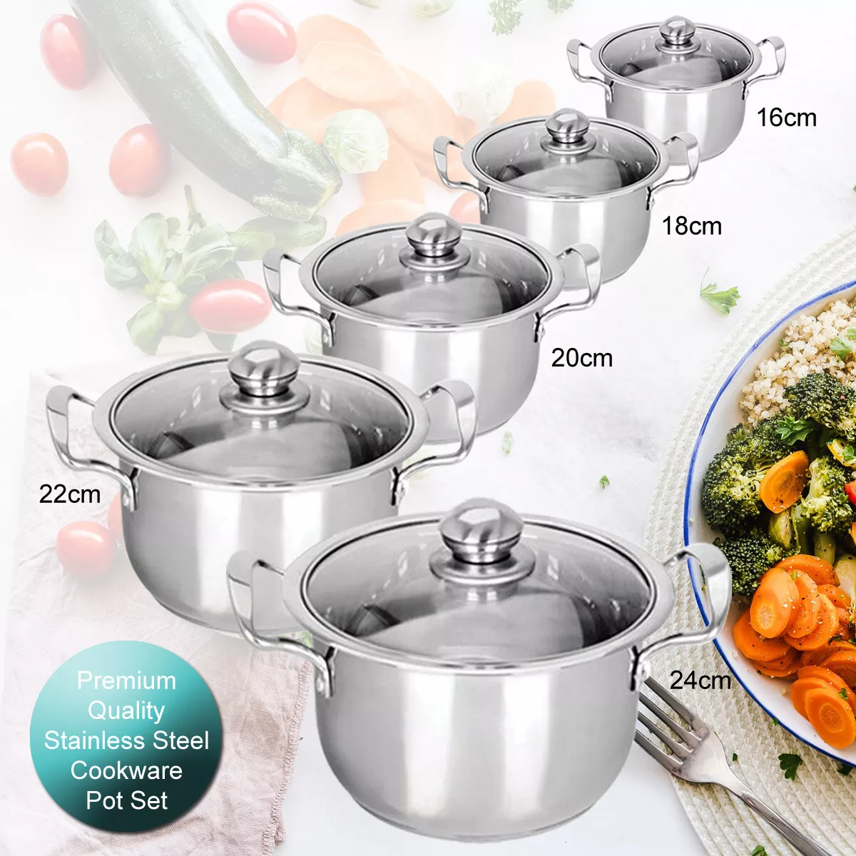 Casserole set stainless clearance steel