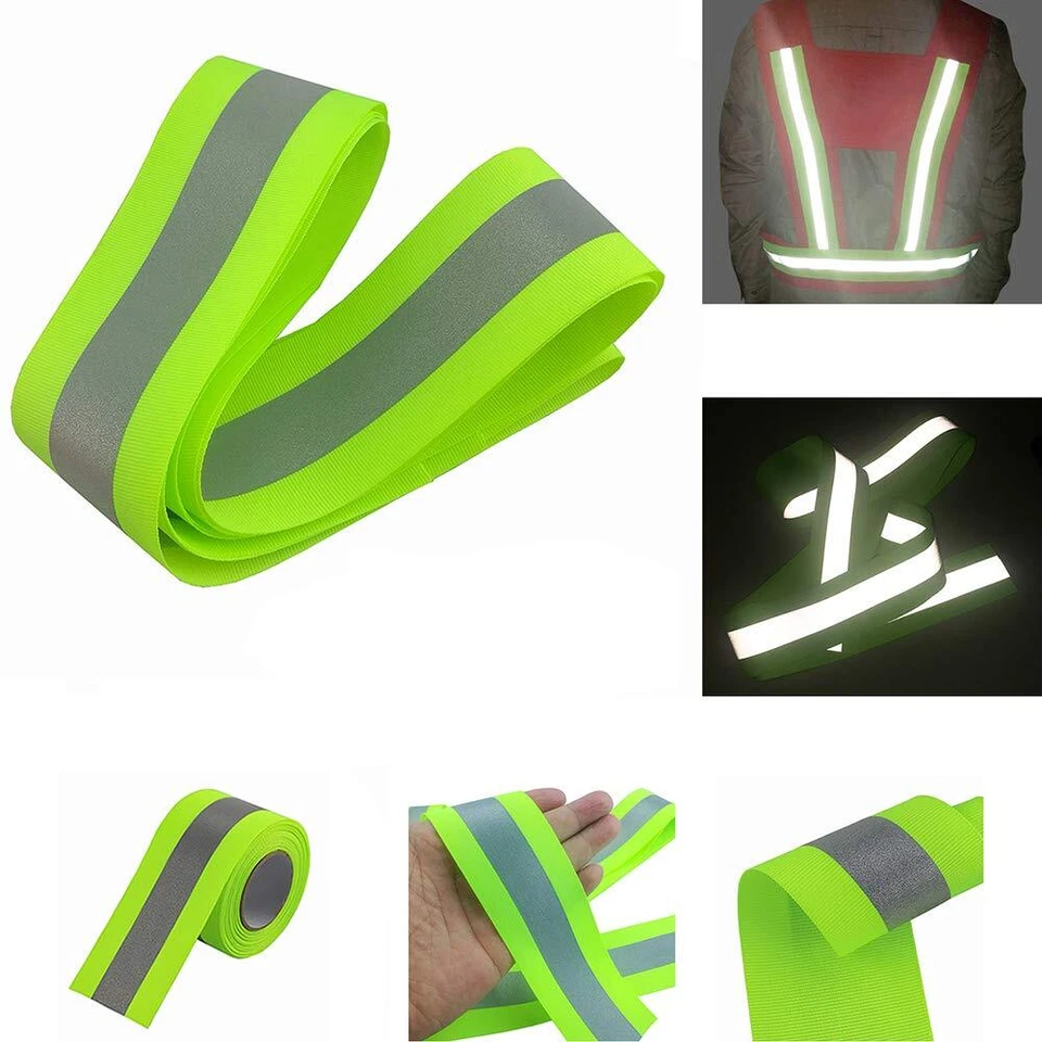 Sew On Silver Reflective Tape for Clothing Safety Fabric Webbing TrimÂ Green - Image 3 of 3