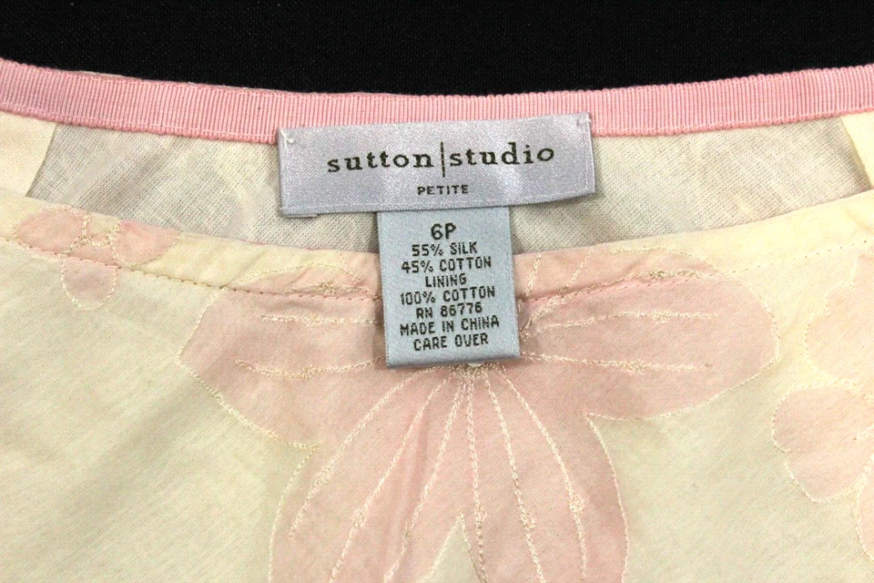 Women's Sutton Studio Petite Pink White Floral Sequin Skirt Size 6 P New - Image 2 of 4