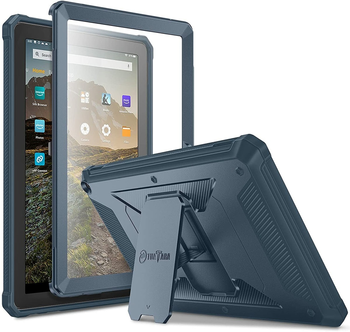 Custodia Kindle Fire HD 10 (11°/13° Gen) – Marble Blue Con Tastiera E Girevole