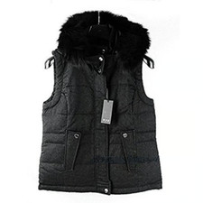 Tumi Modena Cashmere Blend Down Reversible Vest Jacket Real Fox Fur Hood New Tag