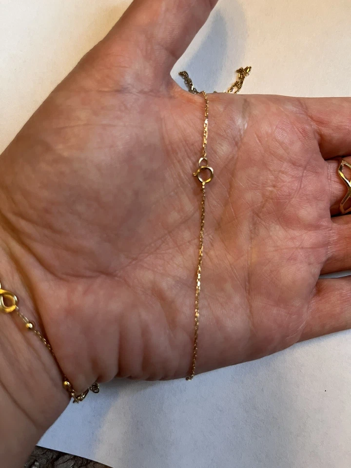 Collar de cadena de cable fino y delicado de oro amarillo macizo puro de 18 quilates 750 de 18 pulgadas