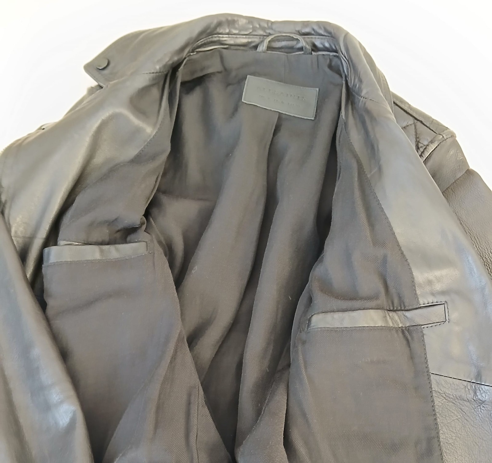 AllSaints Women's Leather Jacket Small Size UK 4 Catch Biker Style Black image 10