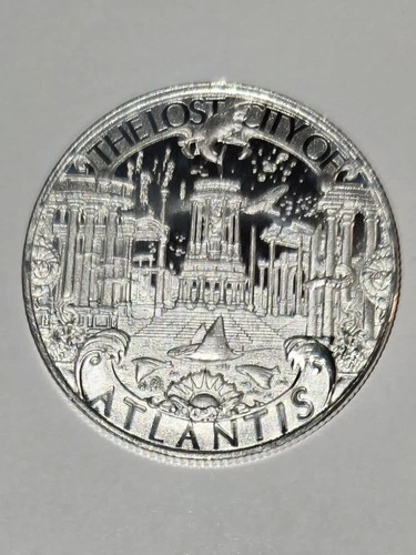 "Lost Cities Series" Lost City Of Atlantis 1oz .999 Fine Silver Round