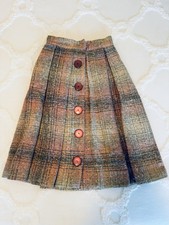 Darling Women  s Boucle Vintage Skirt Full Big Buttons Pleats Size XS