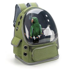 Kreachur Bird Backpack Carrier Travel Cage with Perch, Tray and Medium, Green