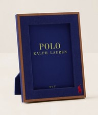 Polo Ralph Lauren nuova con scatola 5” x 7” ICON FRAME spina di pesce cotone e pelle -BLU NAVY